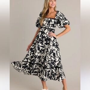 Entro OPULENT ORCHID IVORY PUFF SLEEVE MAXI DRESS 1X